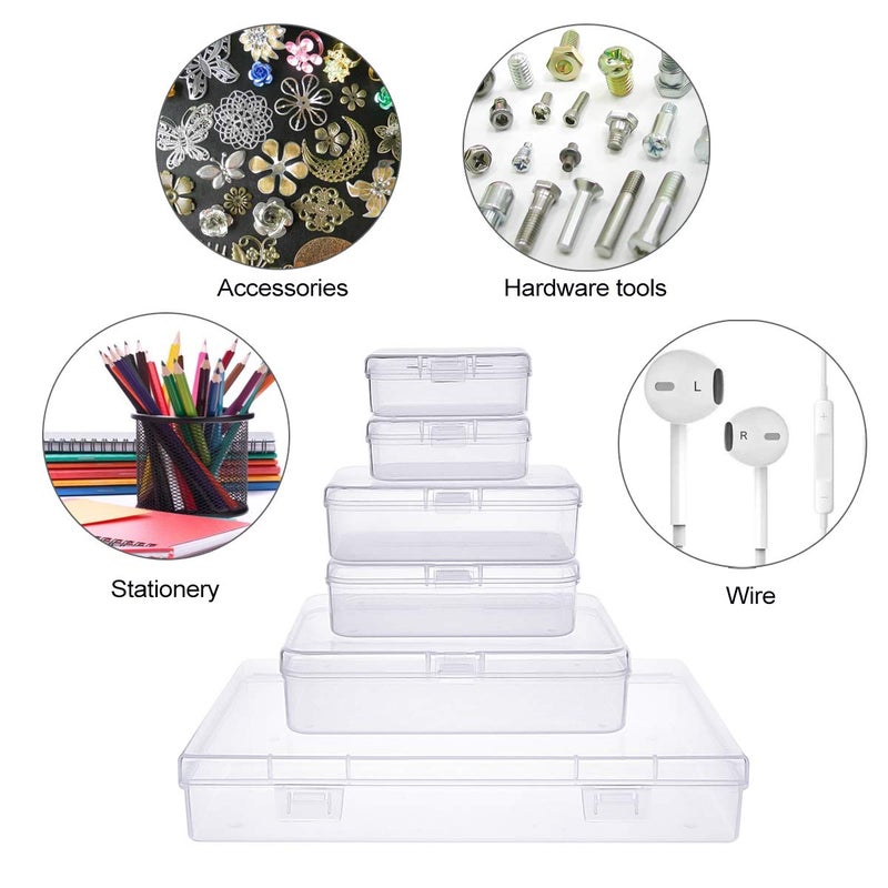 Goodma 24 Pieces Mixed Sizes Rectangular Empty Mini Clear Plastic Organizer Storage Box Containers with Hinged Lids for Small Items and Other Craft Projects - Image 4