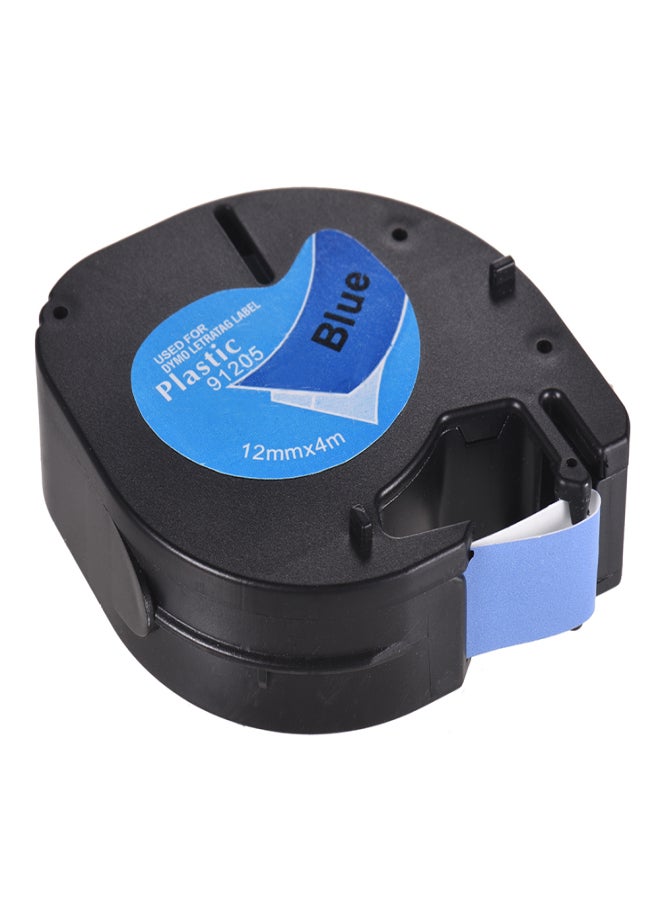 شريط ملصقات 91205 بلاستيكي ذاتي اللصق، أسود، مطبوع على أزرق، 1/2 بوصة * 13 قدمًا، 12 مم * 4 أمتار، لآلة صنع الملصقات DYMO LT-100H، لفة واحدة - Image 2