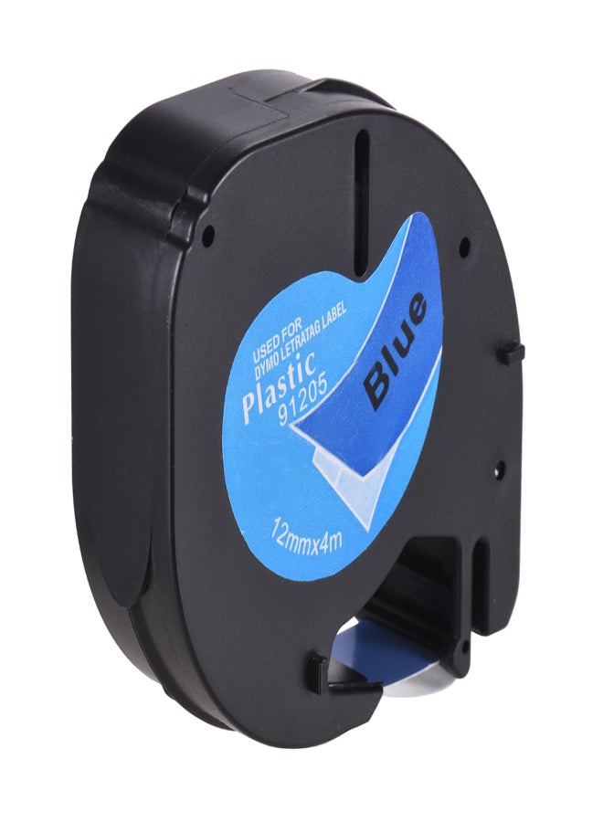 شريط ملصقات 91205 بلاستيكي ذاتي اللصق، أسود، مطبوع على أزرق، 1/2 بوصة * 13 قدمًا، 12 مم * 4 أمتار، لآلة صنع الملصقات DYMO LT-100H، لفة واحدة - Image 3