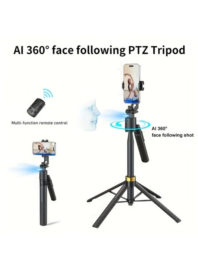 Designtal Q16 AI Smart Face Tracking Selfie Stick 2 In 1 Gimbal Stabilizer 360 Rotation Foldable Aluminum Alloy Stand With Remote Control Black - Image 1