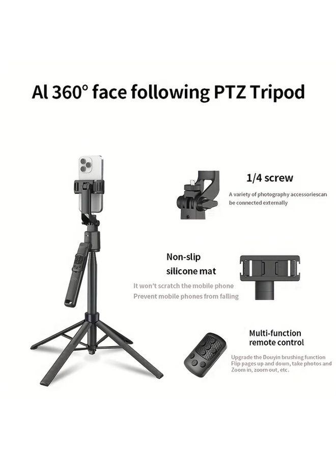 Designtal Q16 AI Smart Face Tracking Selfie Stick 2 In 1 Gimbal Stabilizer 360 Rotation Foldable Aluminum Alloy Stand With Remote Control Black - Image 5