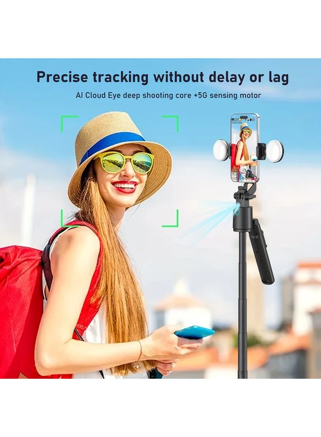 Designtal Q16 AI Smart Face Tracking Selfie Stick 2 In 1 Gimbal Stabilizer 360 Rotation Foldable Aluminum Alloy Stand With Remote Control Black - Image 2