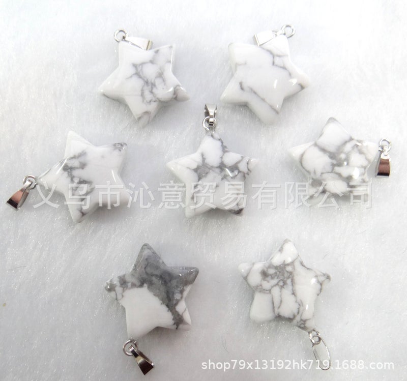 Generic Natural Stone Crystal Agate Pendant Necklace Star White Pine 