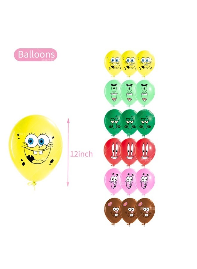 32 PCS Spongebob squarepants Theme Birthday Decorations Include Birthday Banner Cake Toppers Balloons - Image 3