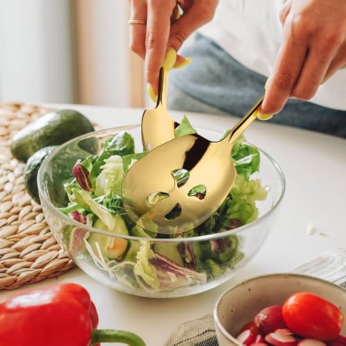 Kannei tec Serving Spoons Set 9.14 Inch Slotted Spoon Serving Spoon Stainless Steel Serving Utensils for Buffet Parties Catering Dishwasher Safe(Set of 12, Gold) - Image 5