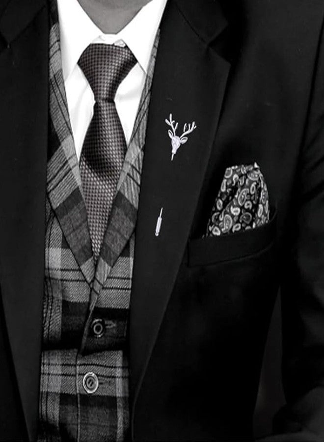 Mahi Combo of 3 Deer-Face-Shaped Wedding Lapel Pin / Brooch for Men (CO1105772M) - Image 4