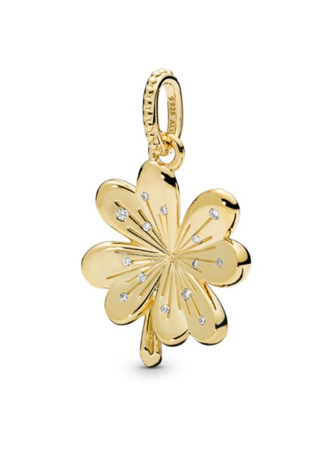 باندورا قلادة البرسيم اللامعة مع زركونيا مكعبة شفافة - Image 1