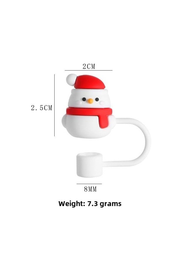 Cartoon Soft Silicone Dustproof Straw Cap Straw Plug Glass Cup Accessories 8mm Diameter-Color:Snow Doll-Specifications:1 Bag (without Straw) - Image 1