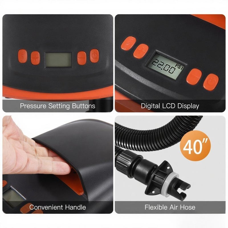 Digital Electric SUP Air Pump 110W 12 Volt 22PSI High Pressure Quick Air Inflator with LCD Display for Water Sports Inflatable SUP Stand Up Paddle Board - Image 2
