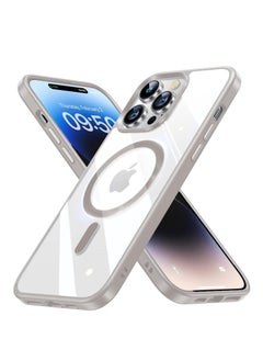 Built in Magnets Compatible with MagSafe Clear Hard PC Back Cover Soft TPU Frame Shockproof Protective Slim Bumper Case for iPhone 14 Pro Max_Titanium