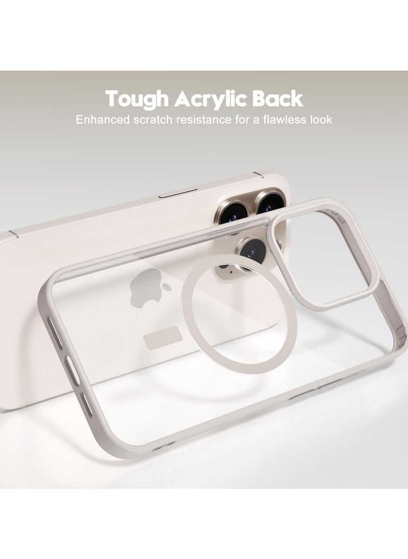 Generic - Built in Magnets Compatible with MagSafe Clear Hard PC Back Cover Soft TPU Frame Shockproof Protective Slim Bumper Case for iPhone 14 Pro Max_Titanium - Image 1