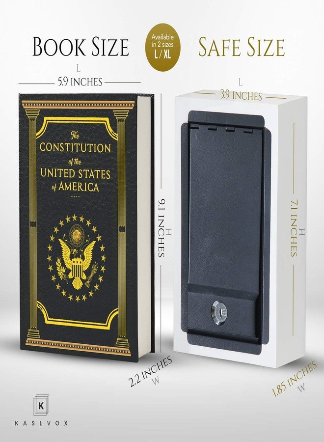 KASLVOX Fake Book Box - Small Safe Box with Key Lock - Hidden Safe in Plain Sight - Diversion Safes - Secret Safes (Constitution) (Large) - Image 3