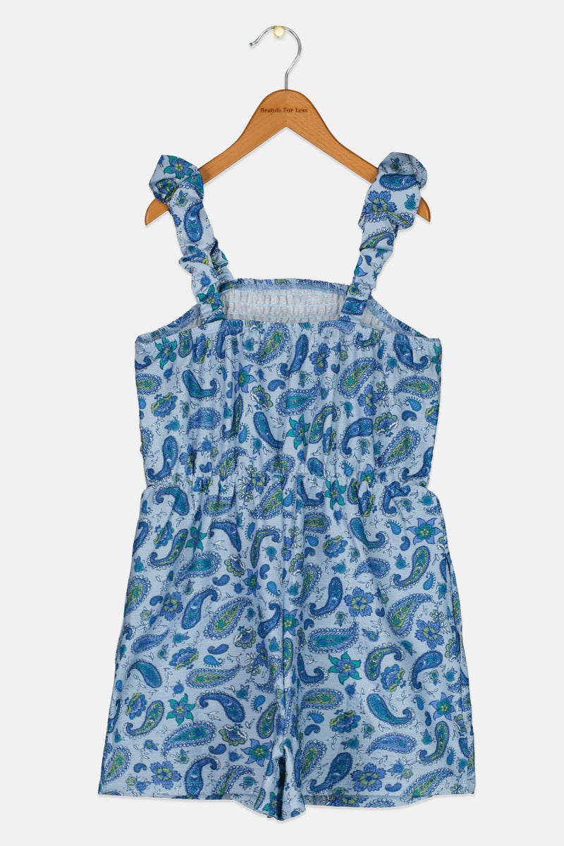 Speechless  Kids Girl Paisley Print Playsuit, Blue - Image 2