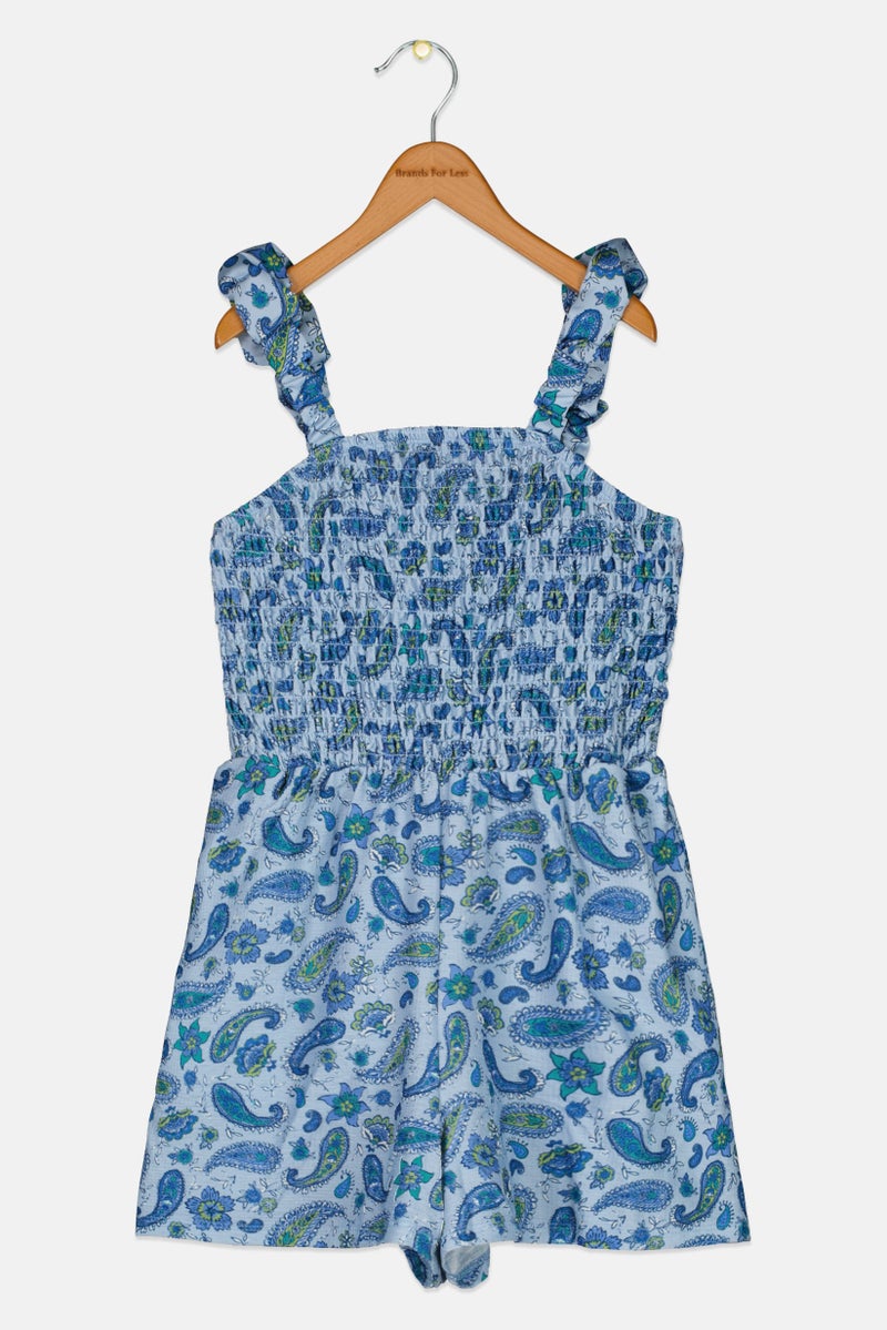 Speechless  Kids Girl Paisley Print Playsuit, Blue - Image 1