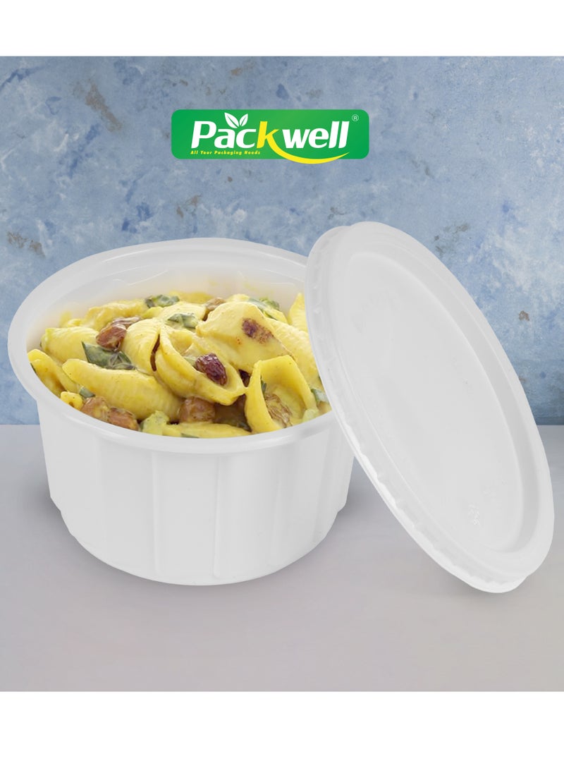 packwell White Ribbed Plastic Container with Lid- PWRP1924 350 ml, Round Shaped, Pack of 25 BPA-Free, Food grade and Hygienic Perfect for Packing, Storing, Ramadan Kit Distribution, etc.  - Image 5