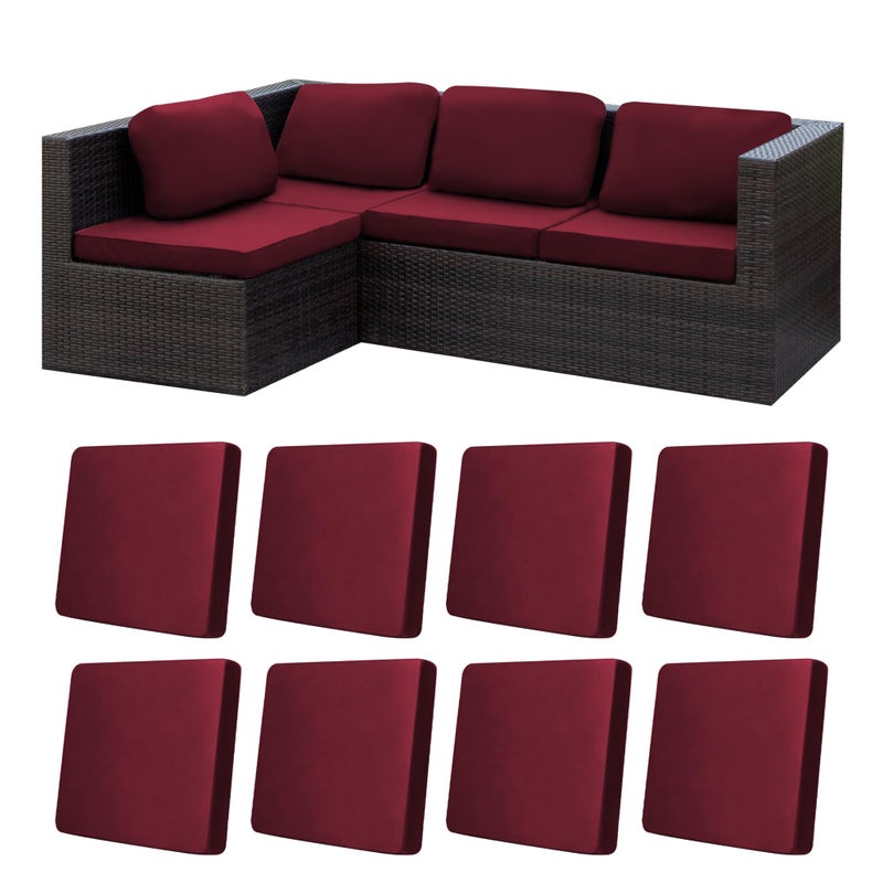 BIETYONE 8Pcs Stretch Patio Cushion Covers,Outdoor Couch Covers Replacement,Outdoor Couch & Sofa Slipcovers,for Patio Furniture Cushion Covers,Washable Reusable urniture Protector (Wine Red,Cover Only) - Image 1