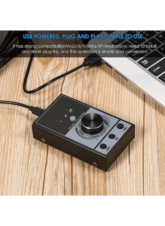 Multimedia USB Computer Volume Control Controller Multimedia USB Controller Knob PC Computer Speaker Audio Adjuster Volume Controller One-Click Mute 3 Volume Control Modes Plug and Play