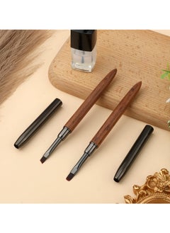 KASTWAVE 2pcs Manicure Tools, Nail Art Painting Brushes, Round Head Flat Head Brushes for Girls Nail Painting Cleaning Polish DIY Manicure  - Image 4