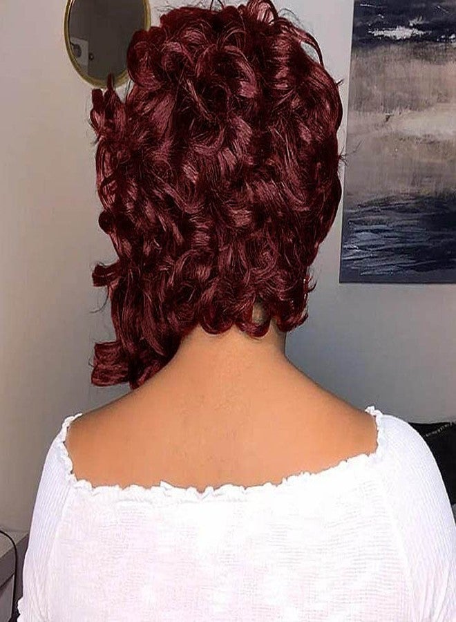 BeiSDWig Synthetic Short bob Wigs for Black Women Afro Curly Bob Hair Wigs for African American Women Natural Bob Wig Synthetic Hair (X9516-Red) - Image 3
