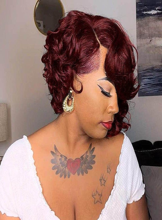 BeiSDWig Synthetic Short bob Wigs for Black Women Afro Curly Bob Hair Wigs for African American Women Natural Bob Wig Synthetic Hair (X9516-Red) - Image 2