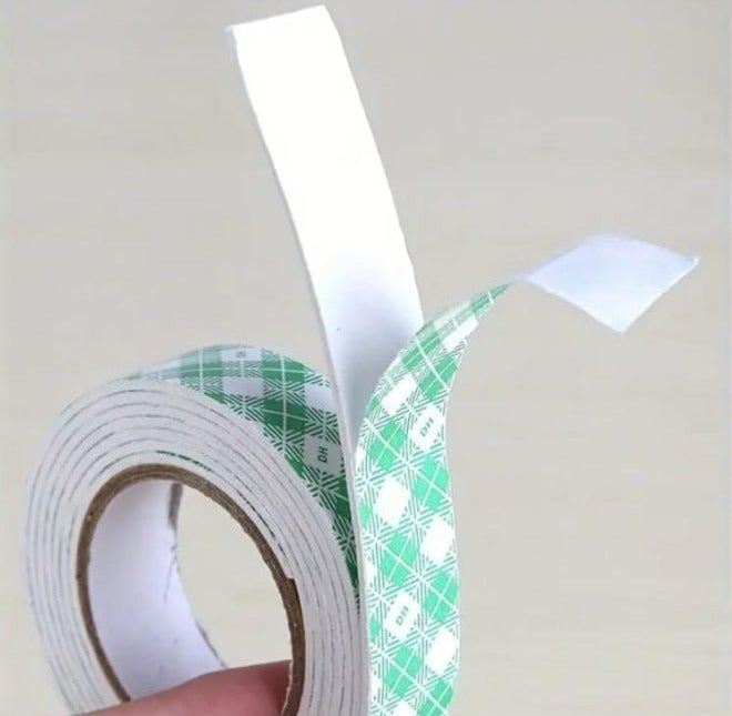 LDQ Heavy-Duty Waterproof Double-Sided Tape – Strong Adhesion for Plastic, Wood, Glass & Metal – Green & White Checkered – Ideal for Home, Office & School Projects – 25mm x 9mtr. - Image 1