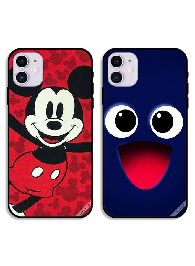 Covernex Two Cases For Apple iPhone 12 Protective Covers Happy Smiley and Happy Mickey Mouse - Image 1