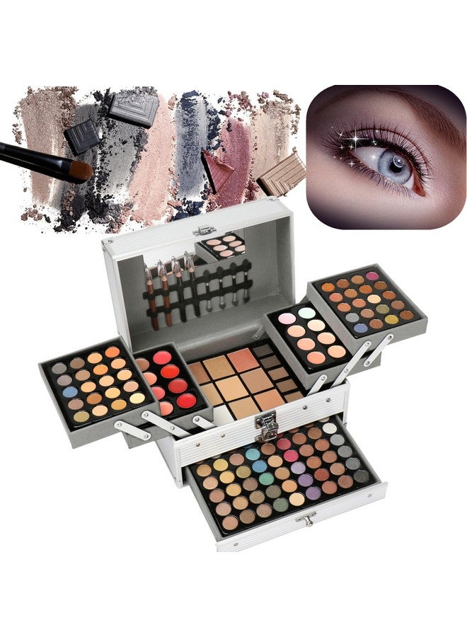 فانتوم سكاي مجموعة مكياج فانتوم سكاي الاحترافية، 132 لونًا، مجموعة تحديد الوجه التجميلية، مع ظلال العيون، وكريم إخفاء العيوب، وبودرة الحواجب، وملمع الشفاه، وأحمر الخدود، وبودرة مضغوطة. - Image 1