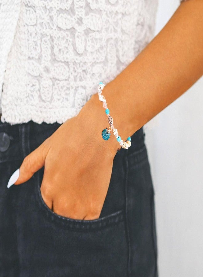 Urieo Shell African Anklet Bracelet Blue Seashell Ankle Bracelets Turquoise Summer Beach Anklets Foot Chain Jewelry for Women - Image 5