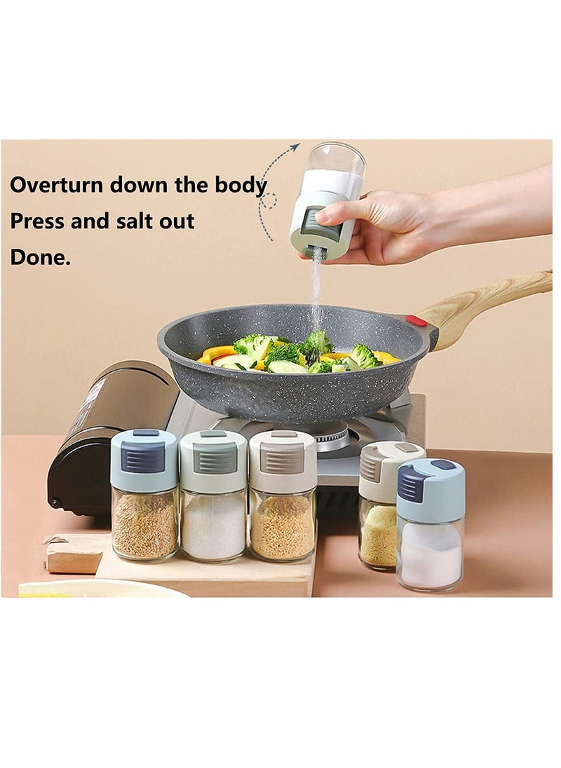 SYOSI - Measuring Salt, Pepper Shakers, Precise Quantitative Each Press Ration Spice Dispenser Air-Tight Clear Glass Seasoning Bottle for Kitchen Camp, Healthy Daily Intake(Green) 1/8 tsp (0.5g) - Image 1