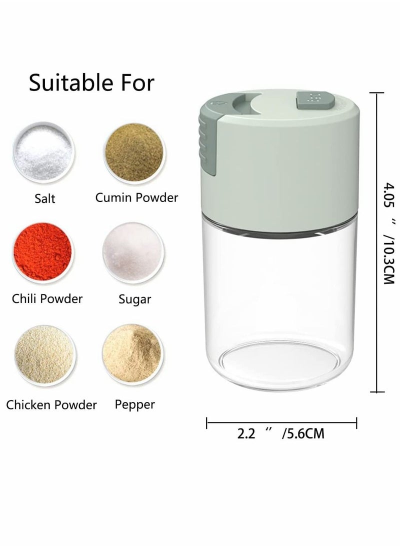 SYOSI - Measuring Salt, Pepper Shakers, Precise Quantitative Each Press Ration Spice Dispenser Air-Tight Clear Glass Seasoning Bottle for Kitchen Camp, Healthy Daily Intake(Green) 1/8 tsp (0.5g) - Image 1