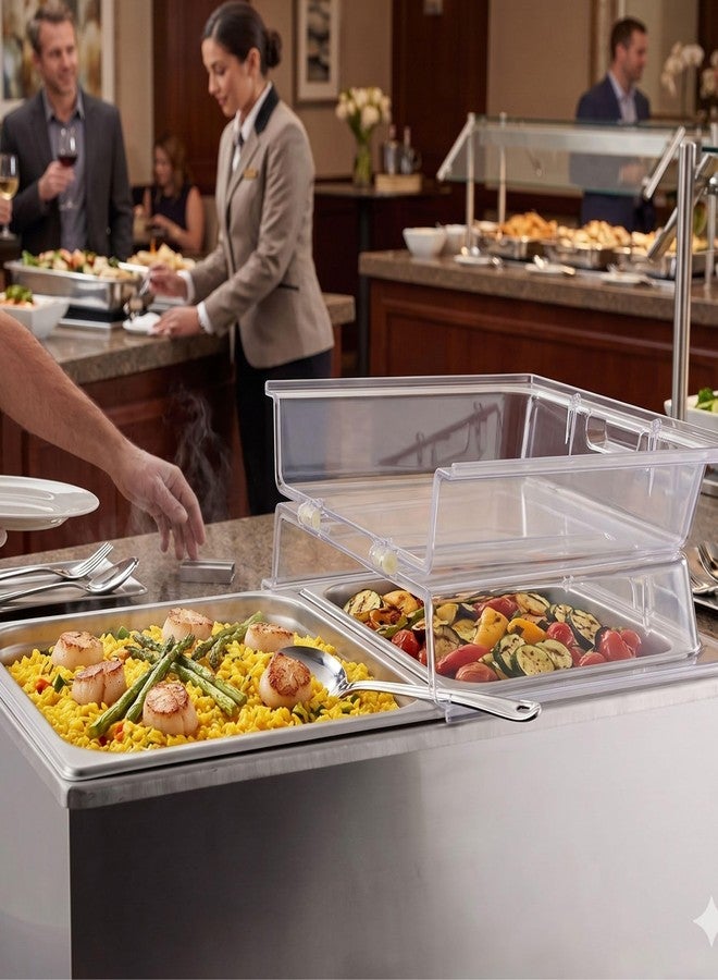 TrueCraftware- 21" x 13" x 3" Full Size Polycarbonate Hinged Dome Cover Opens on both ends Clear Color- Food Pan Cover Pastry Cover Display Cover Serving Platter Covers Clear Food Pan - Image 2
