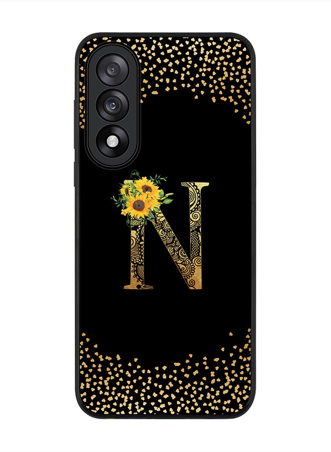Stylizedd For OnePlus Nord 5 / Ace 5 Ultra Case,Slim fit Camera Protection, Shockproof Thin Phone cover  - Custom Floral Monogram - N ( Black )