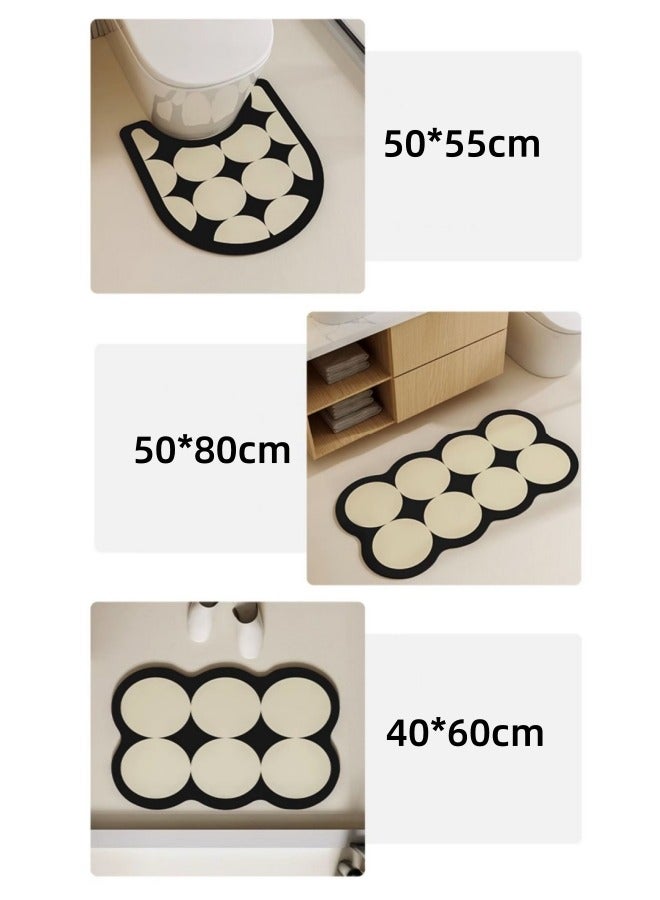 Aikenn 3 Pieces Bathroom Mats,Ultra Soft Non Slip Toilet Bath Mat Set, Soft Comfortable Bath Mat,U-Shaped Toilet Rug Area Rug Set, Non-Slip Water Absorption Quick Drying Bath Rug, Home Decor Accessories,3-Pack(Black) - Image 2