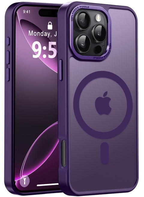 iPhone 16 Pro Max Magnetic MagSafe Case,【Full Shockproof Protection】Translucent Matte Back, Slim Phone Cover with Strong Magnet for Apple 16 Pro Max (2024)(Purple)