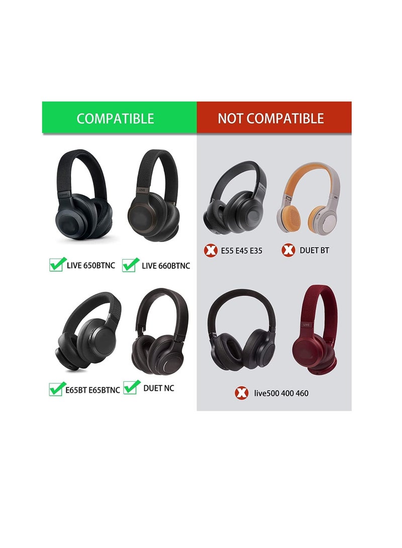 Live 650 BTNC E65BTNC Ear Cushion Memory Foam Ear Pads Replacement Compatible with JBL E65 E65BTNC Duet NC Live 650BTNC Live 660 BTNC Headphones Black
