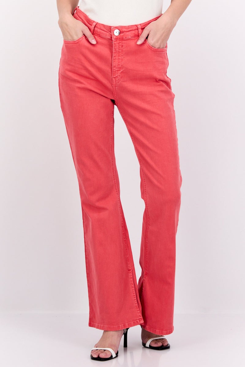 RIVER ISLAND Women Regular Fit Plain Stretchable Short Inseam Palazzo Jeans, Red - Image 1