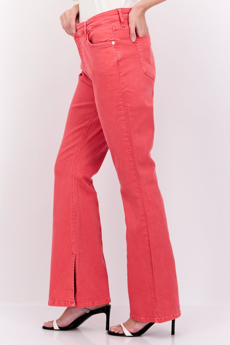 RIVER ISLAND Women Regular Fit Plain Stretchable Short Inseam Palazzo Jeans, Red - Image 4