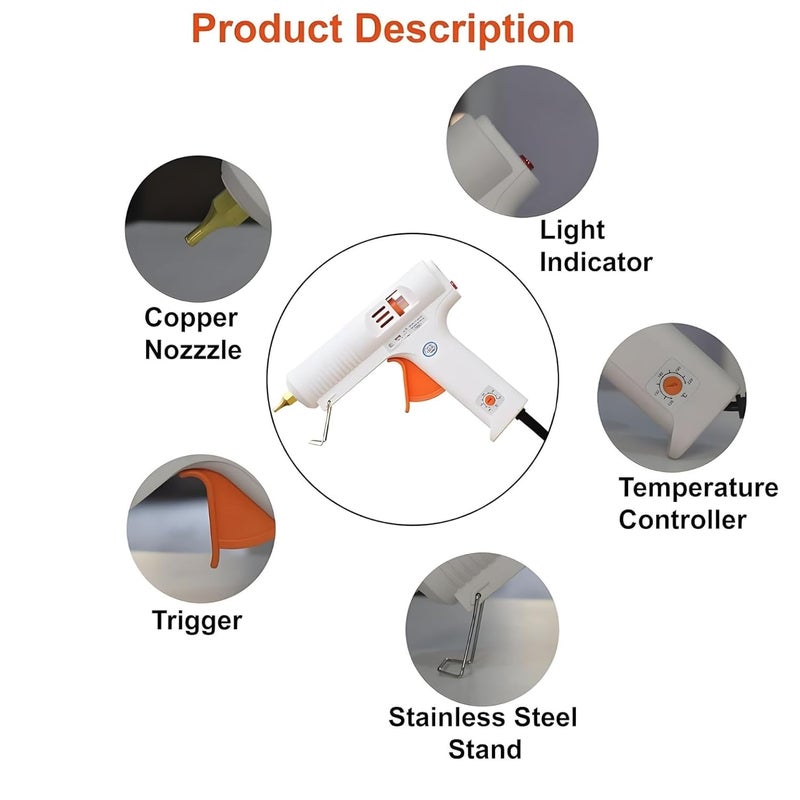 VMTRONIX 150W Multi Temperature High Power Glue Gun with Free Hot Melt Glue Sticks (25 Pc Glue Sticks) - Image 2