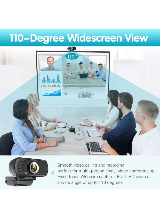 ZIQIAN Webcam HD 1080p Live Streaming Web Camera with Stereo Microphone PC Desktop or Laptop USB Webcam with 110 Degree View Angle HD Webcam for Video Calling Recording Conferencing Streaming Gaming - Image 4