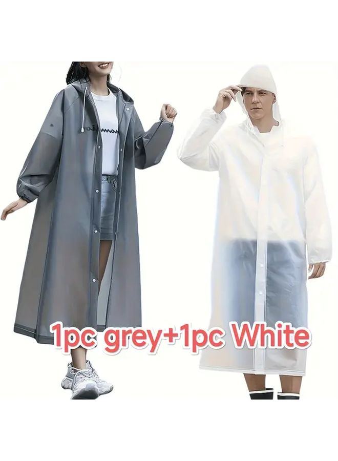 White And Gray Heavy Duty EVA Windproof Jacket Full Zipper Adjustable Hood Lightweight - Image 1