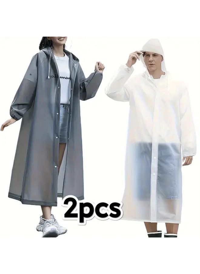 White And Gray Heavy Duty EVA Windproof Jacket Full Zipper Adjustable Hood Lightweight - Image 2