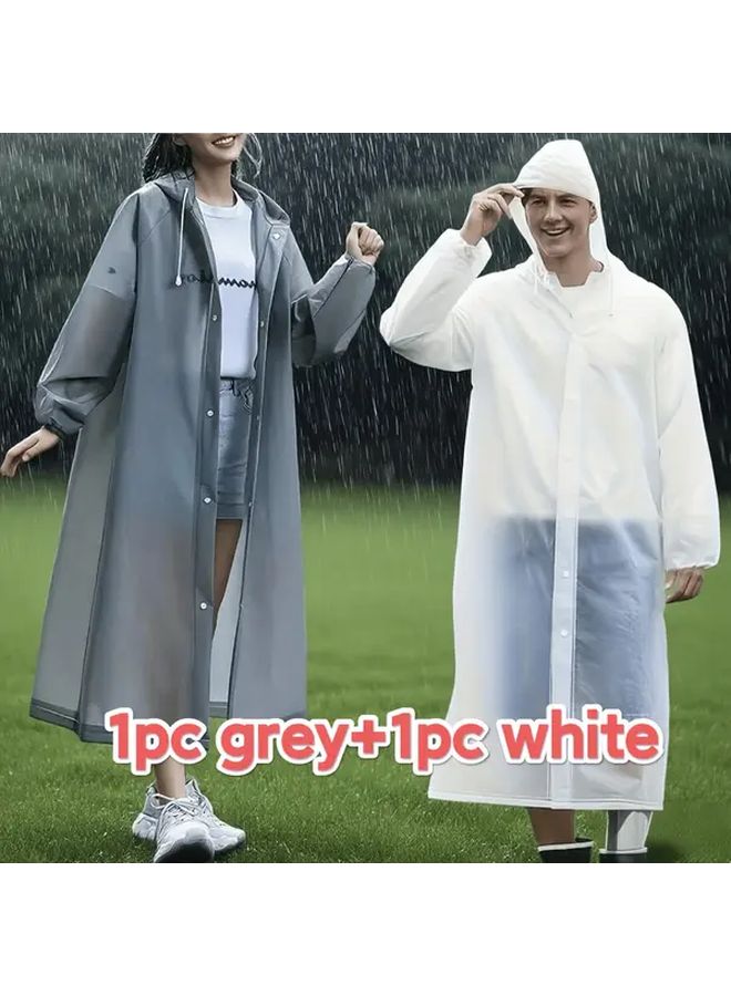White And Gray Heavy Duty EVA Windproof Jacket Full Zipper Adjustable Hood Lightweight - Image 4