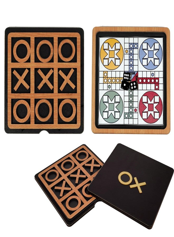 PD Craftozone 2-in-1 Wooden Board Games Set – Premium Tic Tac Toe & Ludo Combo with Wooden Dice | Classic Family & Party Game for Kids & Adults | Handcrafted Educational Toy & Gift - Image 1