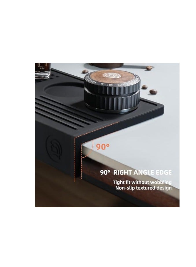 زيروهيرو حصيرة كبس القهوة ZeroHero، مصنوعة من السيليكون الآمن للطعام، غير قابلة للانزلاق، بسمك 10 ملم، خالية من الروائح، مقاومة للماء والحرارة، بحجم 9 × 5.5 بوصة، أداة إسبريسو مثالية لمحبي القهوة ومحترفي الباريستا للاستخدام في المنزل أو المقهى - باللونين الأسود والرمادي. - Image 3