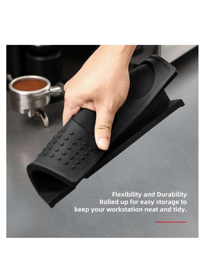 زيروهيرو حصيرة كبس القهوة ZeroHero، مصنوعة من السيليكون الآمن للطعام، غير قابلة للانزلاق، بسمك 10 ملم، خالية من الروائح، مقاومة للماء والحرارة، بحجم 9 × 5.5 بوصة، أداة إسبريسو مثالية لمحبي القهوة ومحترفي الباريستا للاستخدام في المنزل أو المقهى - باللونين الأسود والرمادي. - Image 4