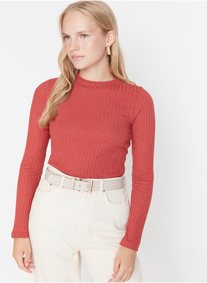 trendyol - Tile High Collar Ribbed Flexible Slim Fit Knitted Blouse TWOAW20BZ0200 - Image 1