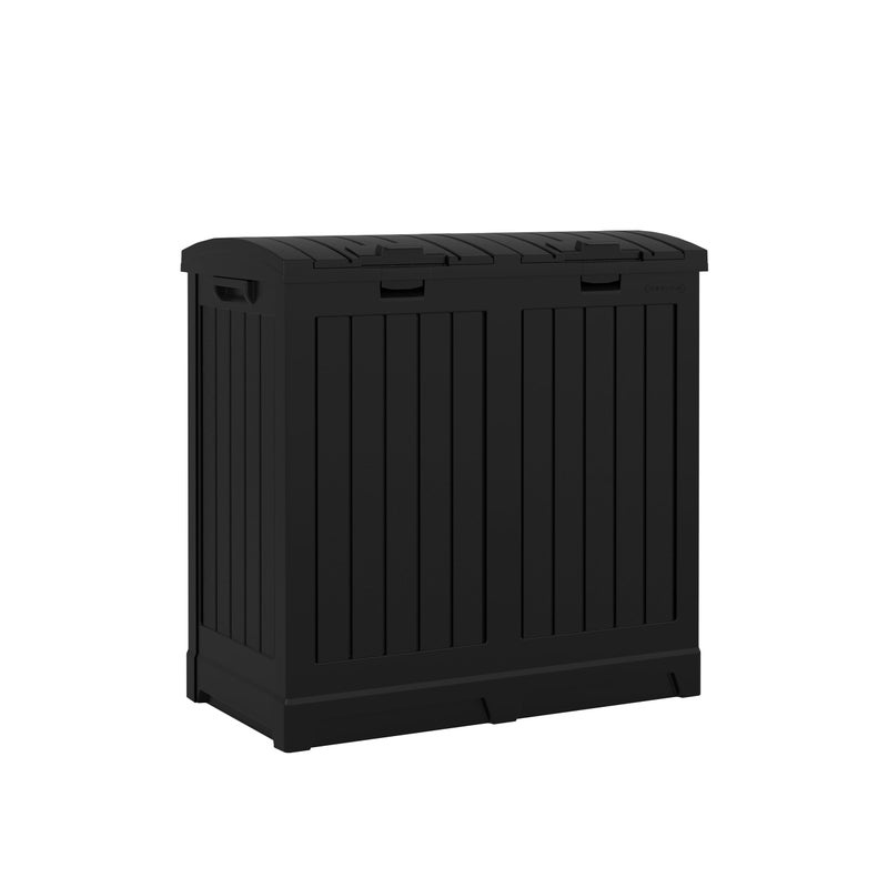 Suncast Dual Trash Hideaway Cabinet for Garbage and Recycle Bags, Discrete Outdoor Trash Cabinet with Concealed Trash Bag Holders, Holds Two 33-Gal. Bags, Made in the USA - Image 1