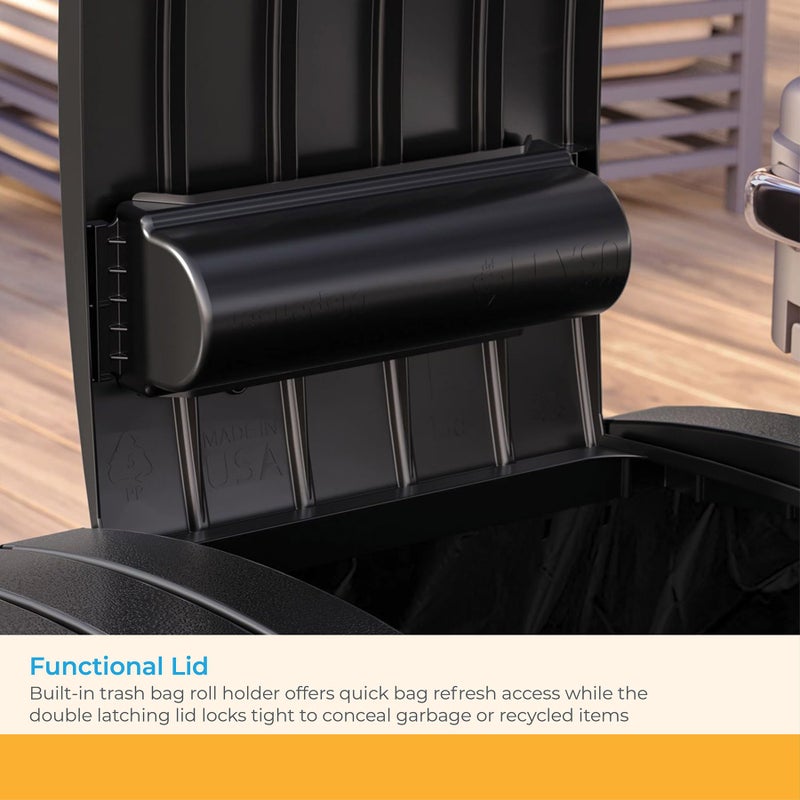 Suncast Dual Trash Hideaway Cabinet for Garbage and Recycle Bags, Discrete Outdoor Trash Cabinet with Concealed Trash Bag Holders, Holds Two 33-Gal. Bags, Made in the USA - Image 5