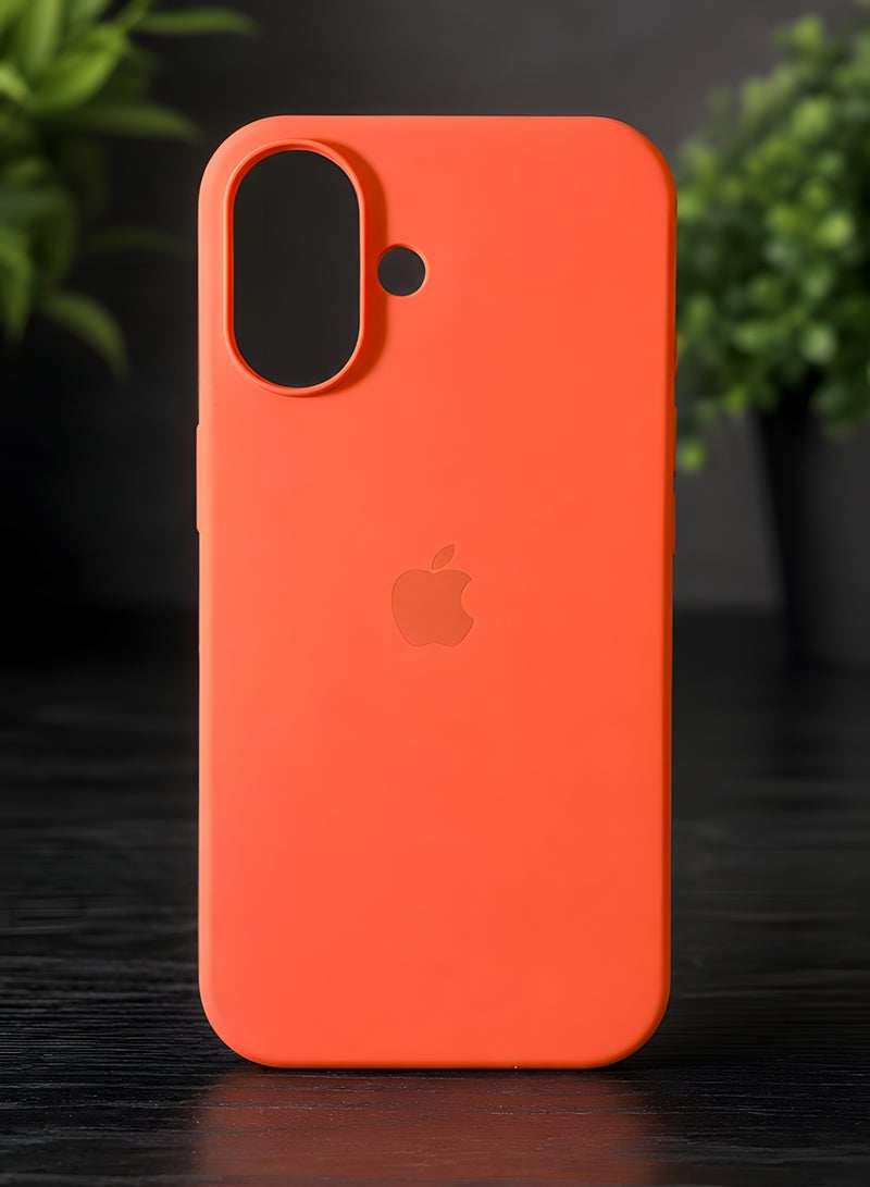Silicone Case for iPhone 16 – Soft-Touch Shockproof Slim Protective Cover with Soft Inner Lining, Camera Protection & Anti-Slip Grip - Orange - Image 2