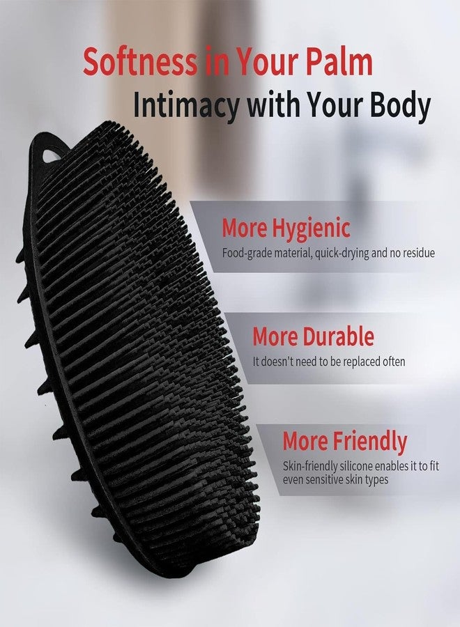 INOVERA (LABEL) Exfoliating Silicone Bathing Scrubber for Womens & Mens | Soft Body Wash Shower Brush | Dual-Sided Cleaning Brushes (Black) - Image 5